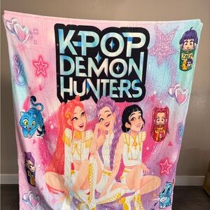 K-Pop Demon Hunters Pink and Purple Throw Blanket